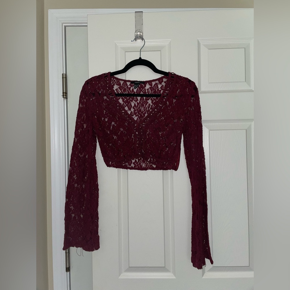 Forever 21 Maroon Lace Top Small